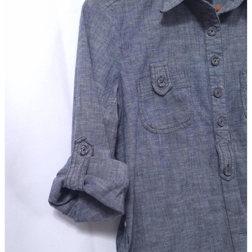 Anthropologie Fei Shirt Dress Womens Size S Tunic Belted 3/4 Sleeves‎  Blue Gray - Picture 7 of 9